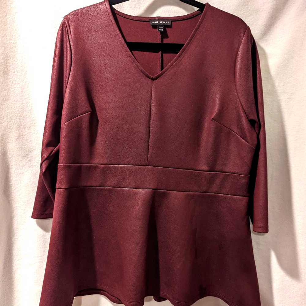 Lane Bryant vegan leather long sleeve fitted top